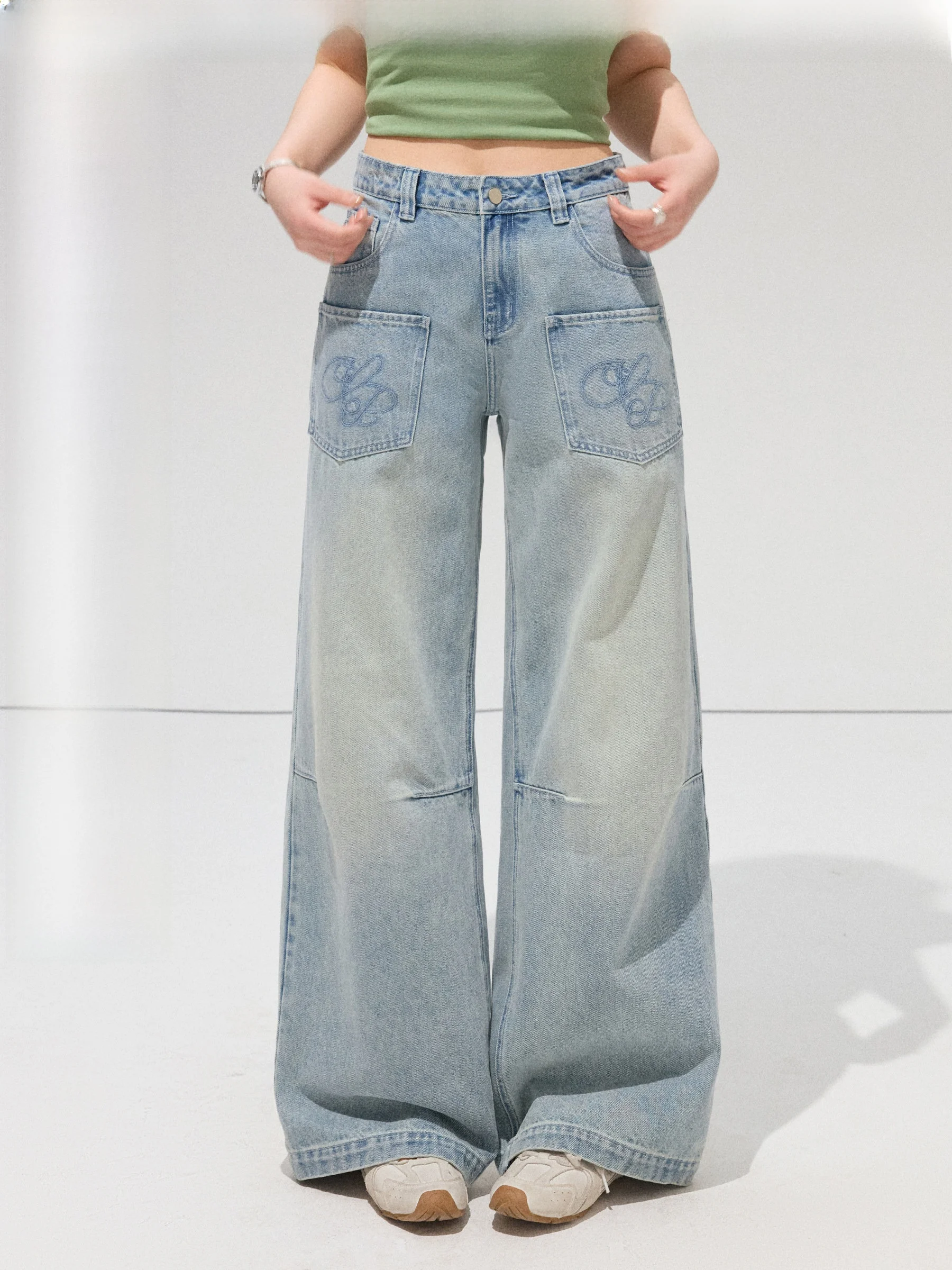 

Jululook Workroom Symmetrical Aesthetic Plumpmm Design ket Embroidered Straight Leg Jeans plus Size Denim Casual Sle