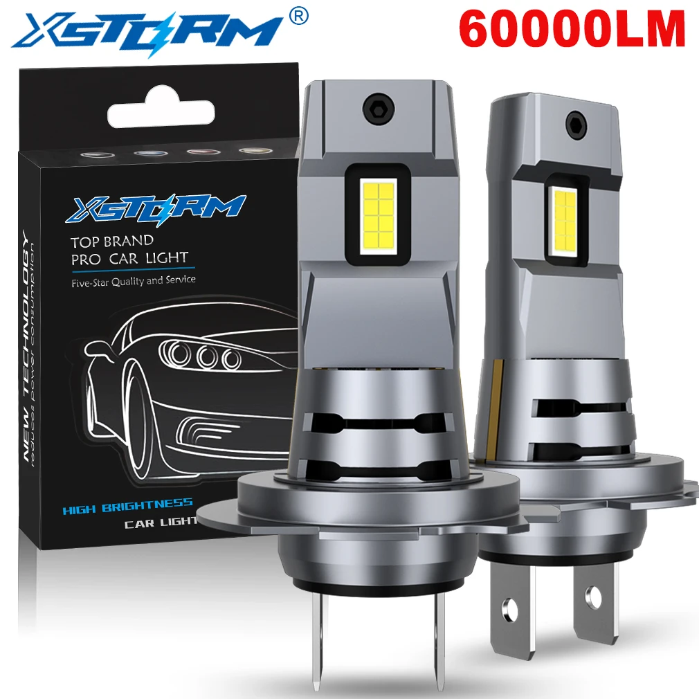 

H7 Turbo LED Bulb Mini Car Headlight Lamp H11 HB3 9005 HB4 9006 9012 Hir2 Wireless Bulbs with Fan 6500K 30000LM White 12V 14V