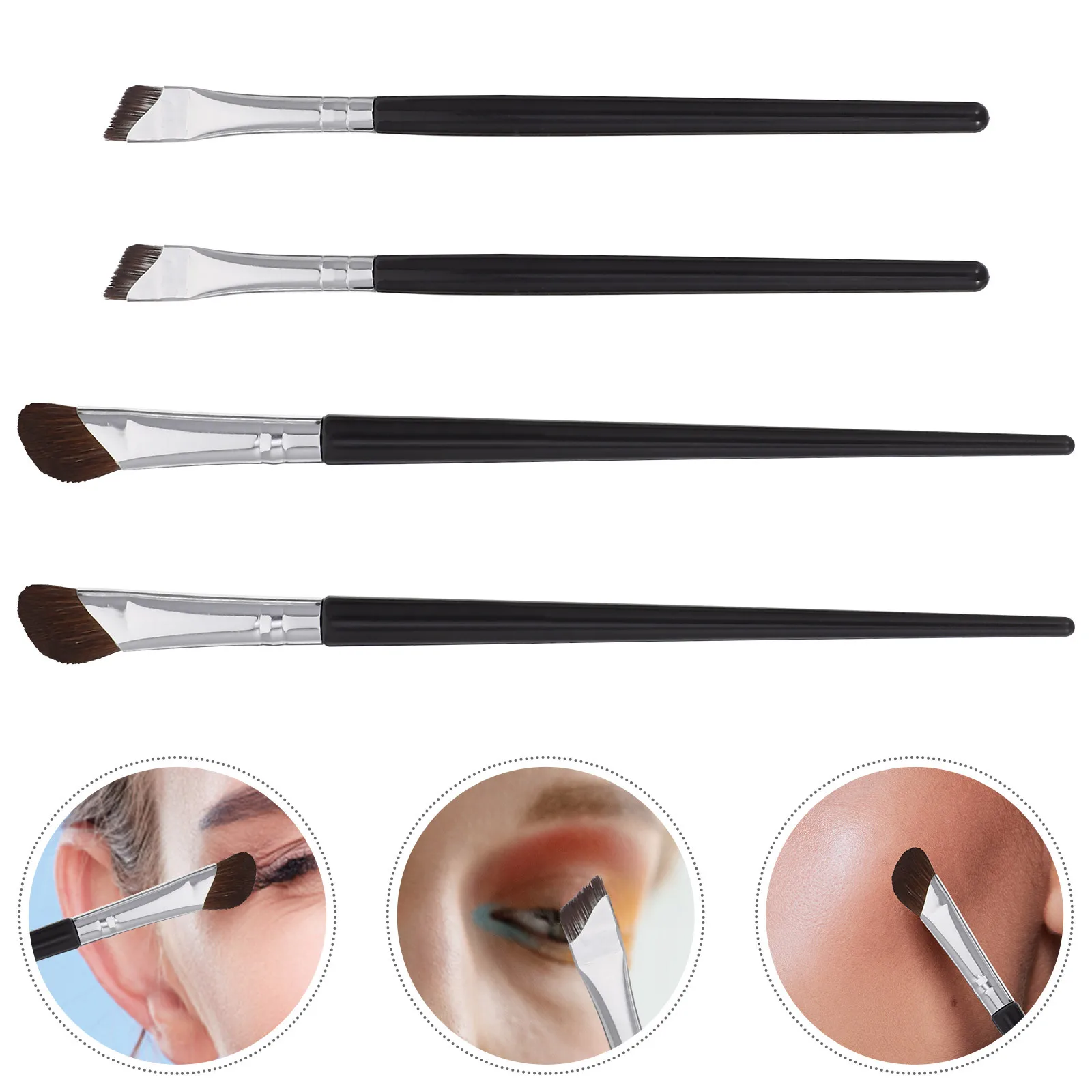 4개입 각진 아이라이너 코 윤곽 브러시 아이 메이크업 브러시 세트 눈썹 컨실러 아이섀도우 도구 아이 메이크업