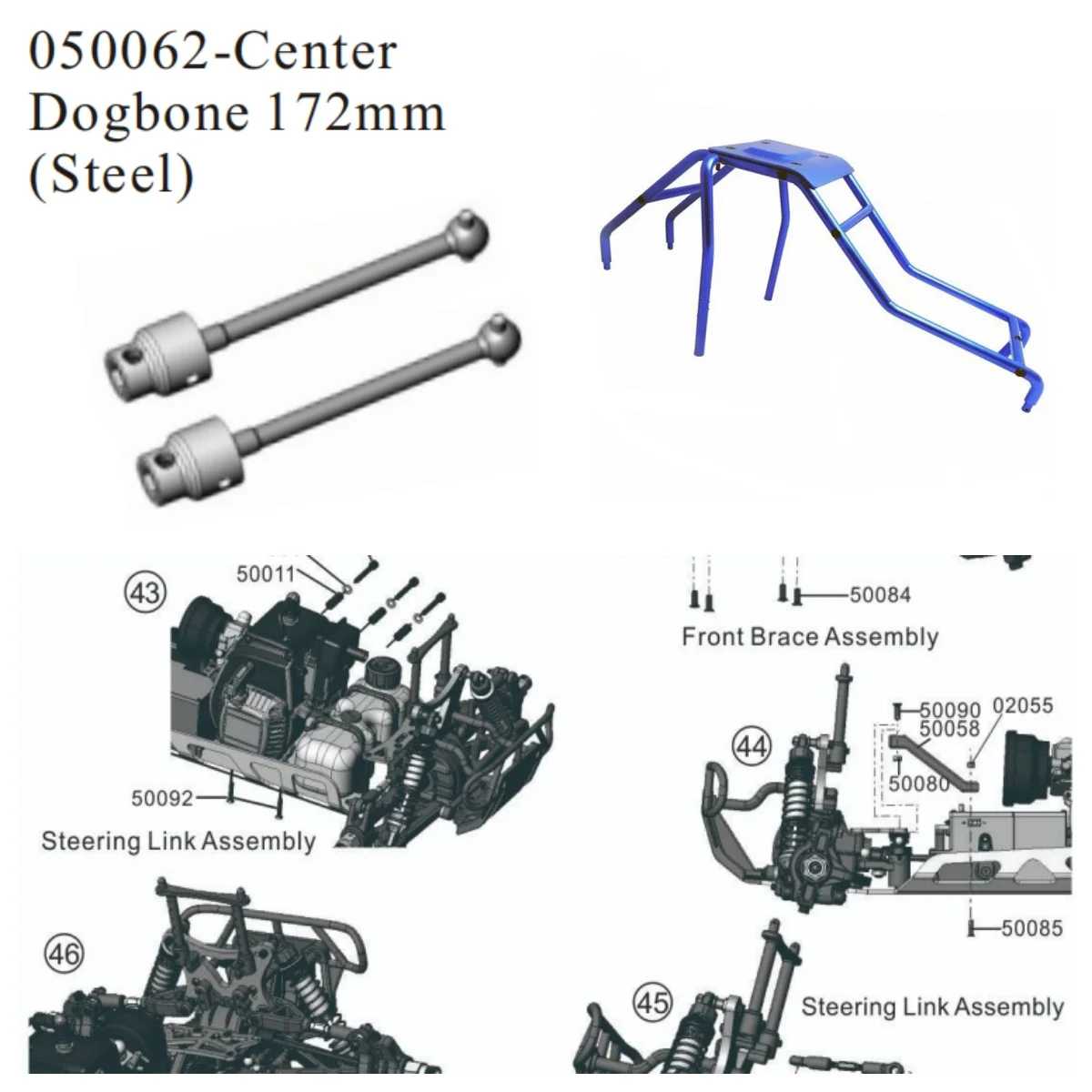 Peças sobressalentes atualizáveis HSP 050062 050018(50065)054201(54004) PARA caminhão de veículo off road 1/5 94050 94054