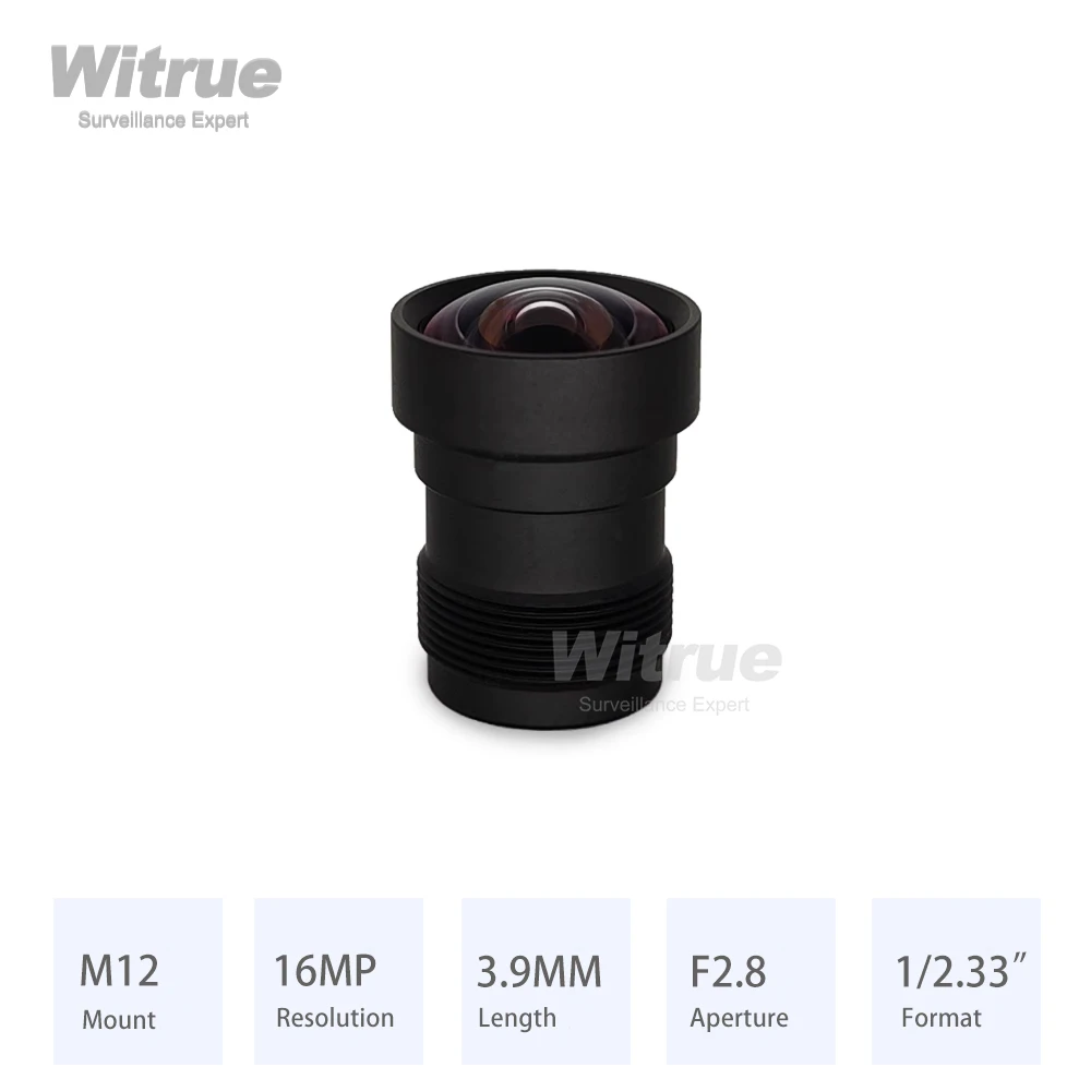 

Объектив Witrue для видеонаблюдения HD 4K 16MP 3,9 мм M12 с креплением без искажений F2.8 1/2,33 650 нм ИК-фильтр для спортивных камер наблюдения