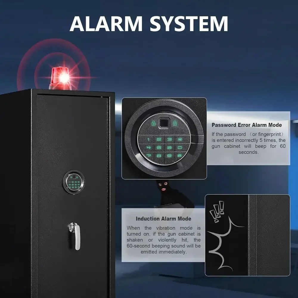 Biometric Safe, Quick Access 5-Gun Cabinet, Fingerprint Long Gun Safe, Home Office Security, Firearm Safes for Rifles and Shotgu