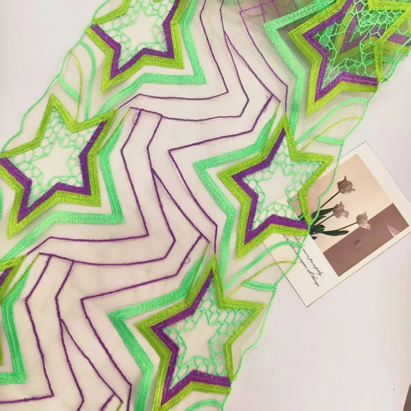 

20 ярдов звездный узор, вышивка, кружевная бейка, юбка, подол, нижнее белье, шитье, ремесло, сделай сам, ткань для одежды, кружевная одежда