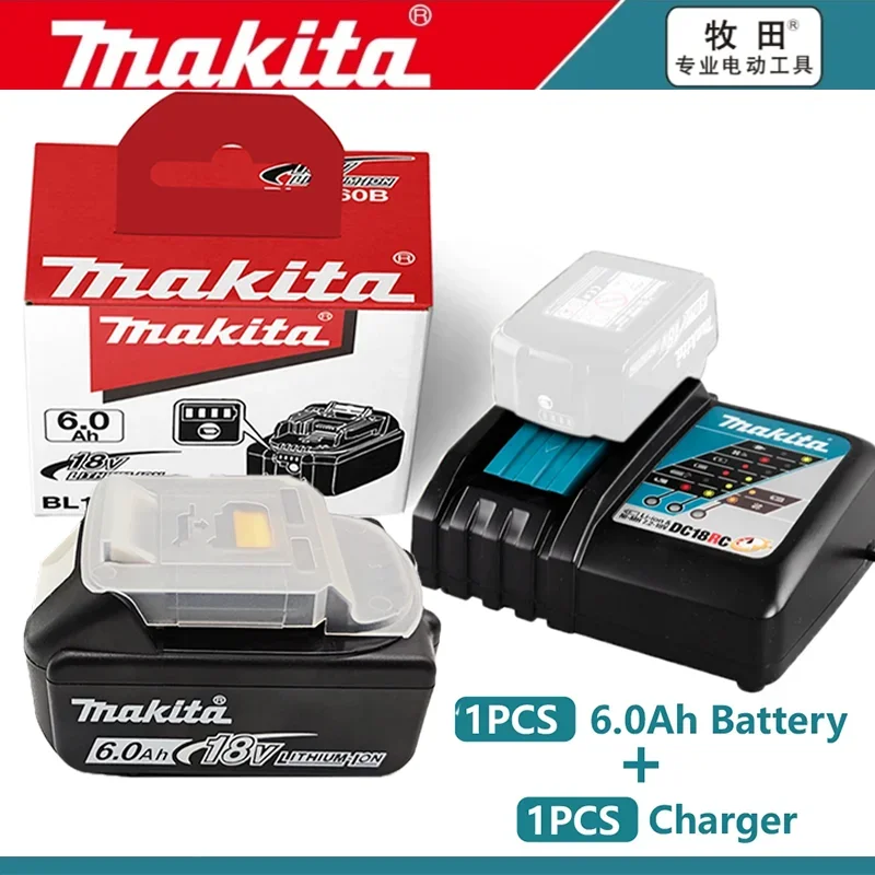 

Оригинальная батарея Makita 18 В, 6 Ач, аккумуляторная батарея для электроинструментов со светодиодной литий-ионной заменой LXT BL1860B BL1860 BL1850