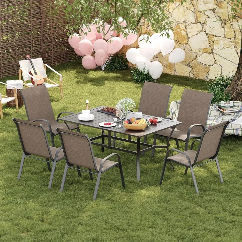 

7 Pieces Patio Dining Set Tools Sets Outdoor Table and Chairs Patio Furniture Set of Garden Furniture Backyard Raised Garden Bed