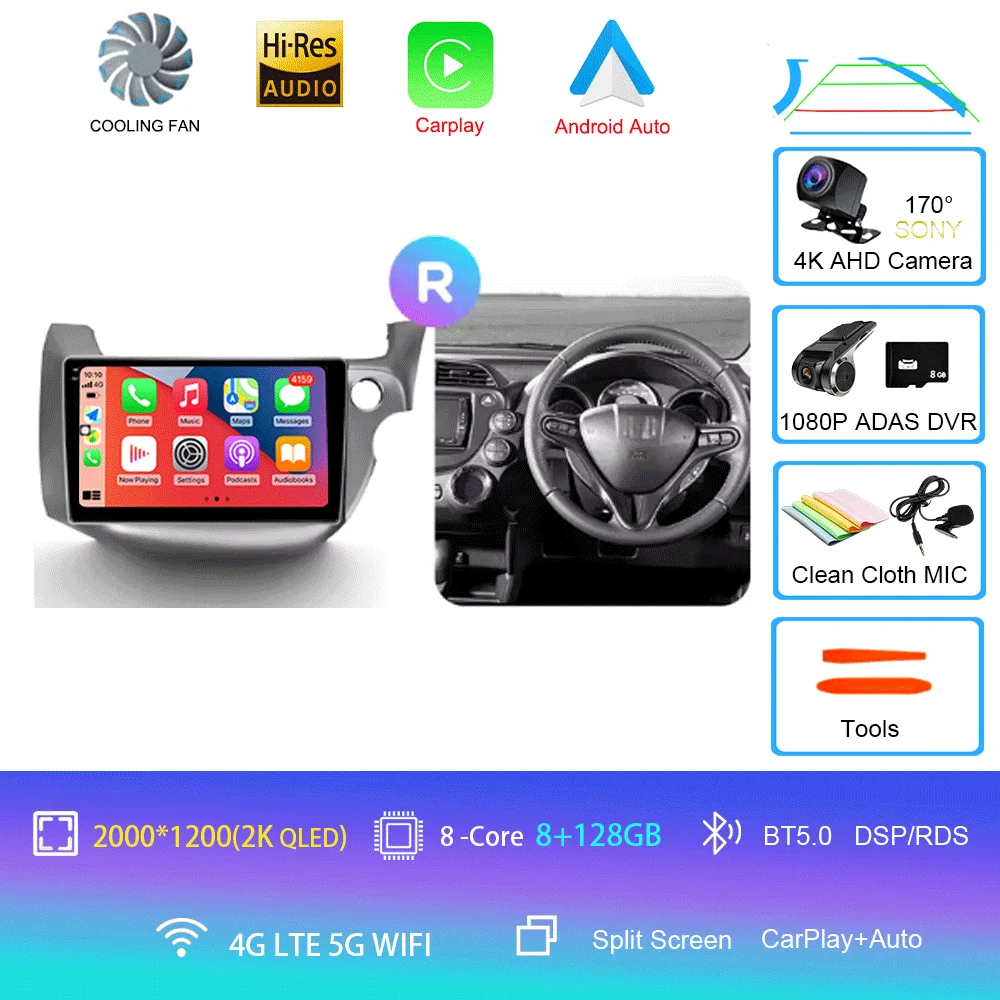 For Honda Jazz 2 GG 2008 - 2014 Fit 2 GE GP GE 2007 - 2014 GPS Car Radio Navigation Multimedia Video Player Stereo BT Android 16 image 3