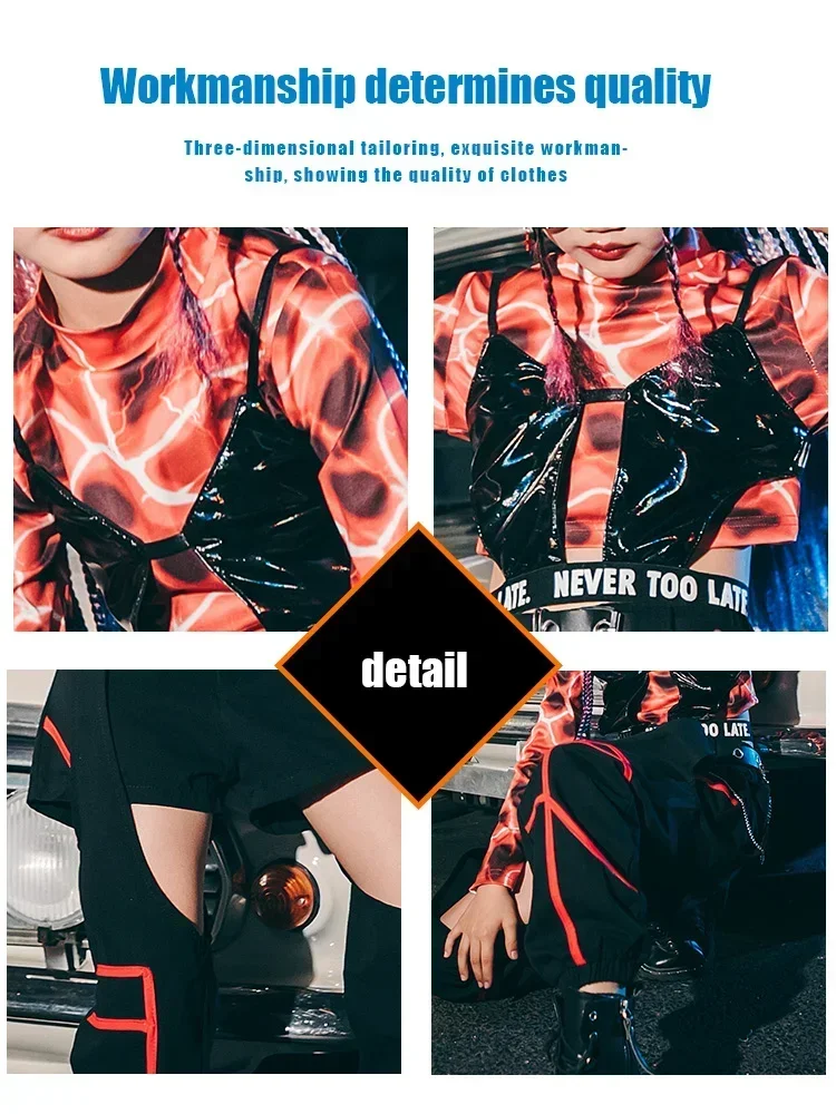 

ZZL Urban Dance Girl Clothes Girl Jazz Dance Performance Suit Hip-hop Children K-pop Stage Outfit Fashion Clothes Cool Girls