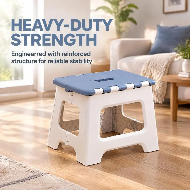 【BA】1Pcs Durable Construction Stylish Portable Foldable Stool For Indoor Outdoor Use Compact Design Saves Space Home Essentials