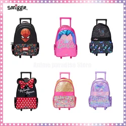 Australian Smiggle Trolley Schoolbags For Students Anime Mickey Minnie Large Capacity Load Reducing Tugboat Bags For Children