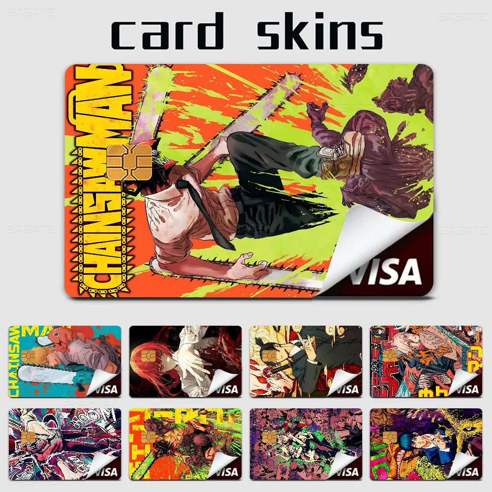 

Chainsaw Man Anime 2024 Anime Cartoon Skin Stickers Film Tape Case For Big Credit Debit Card Front Side