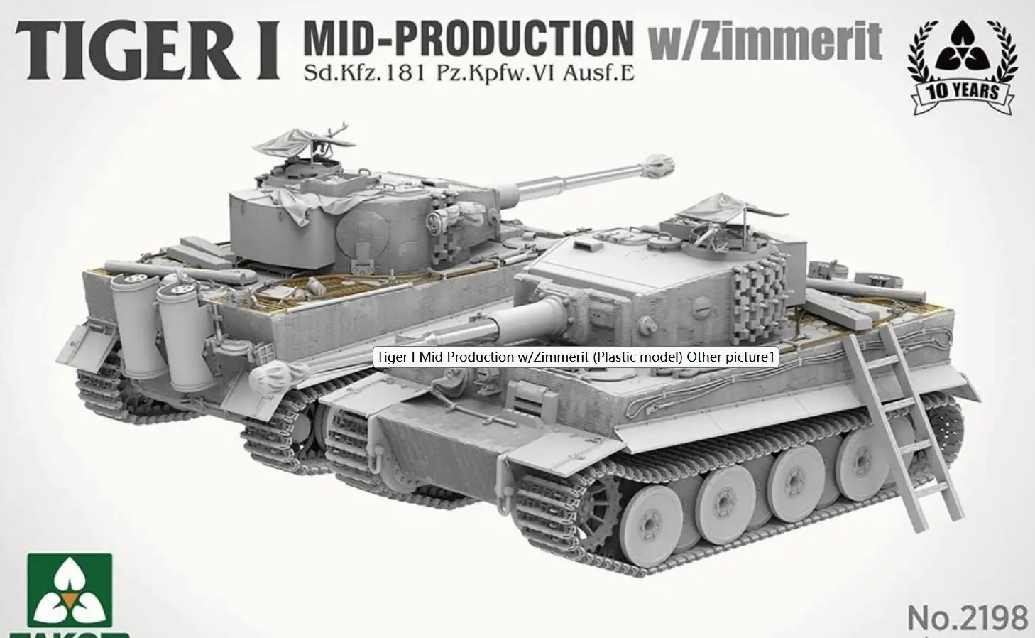 Natiom-zimit、Tiger i、Mid Production、1/35スケール、2198を搭載したプラスチックモデルキット