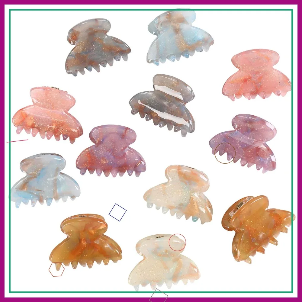 

12PCS Claw Jaw Clips for Thin Hair, Small Styling Accessories with Sequins