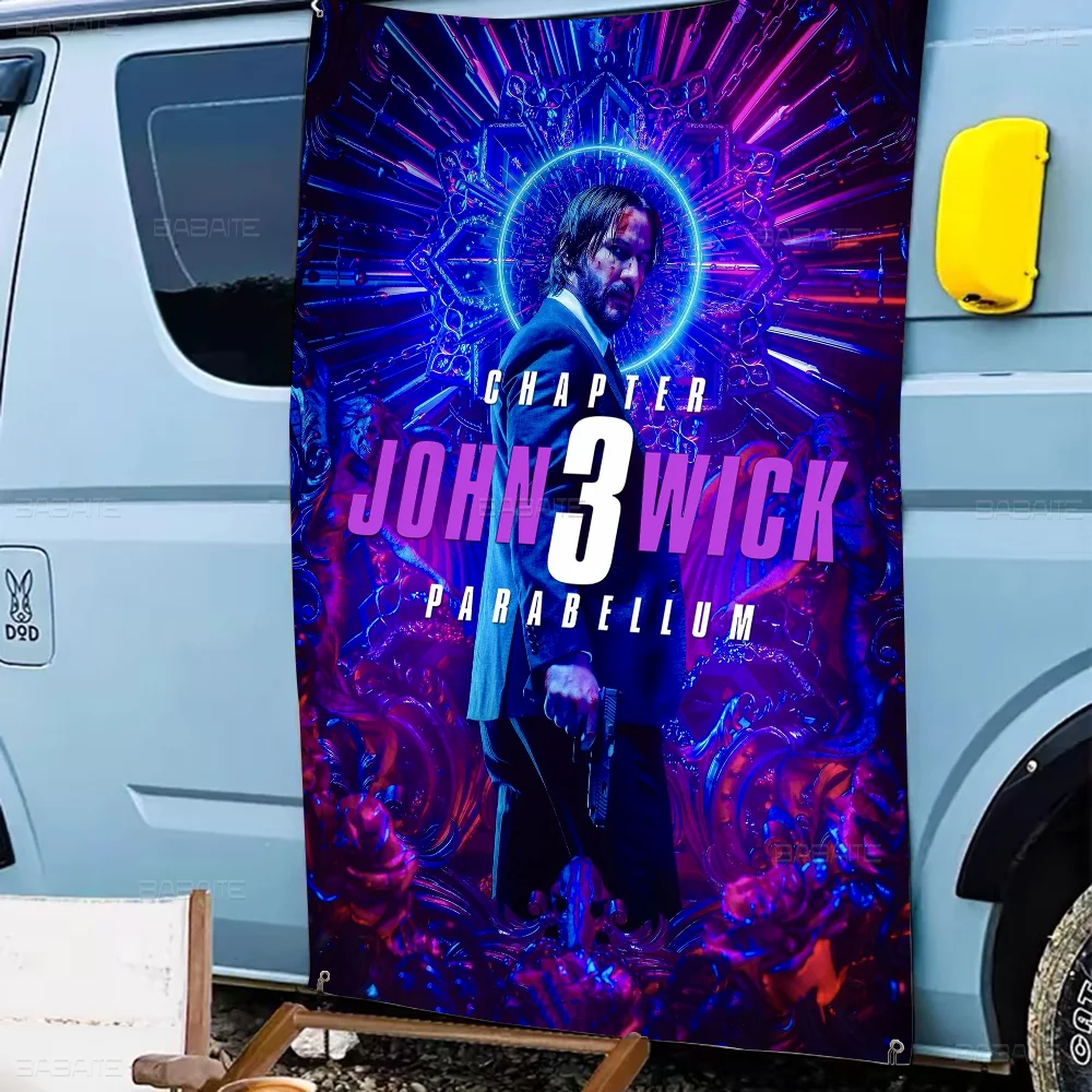 John Wick Creative Pattern Hanging Flag Polyester Printed Banner Hand Pulled Flag