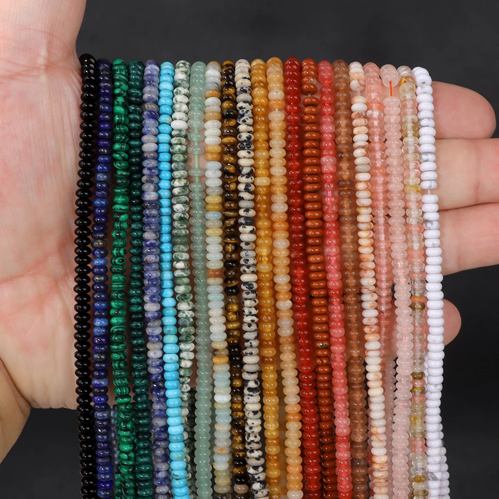 Natural Stone Rondelle Beads 2x4mm Round Abacus Shape Turquoises Malachite lapis lazuli Loose Spacer Beads for Jewelry Making