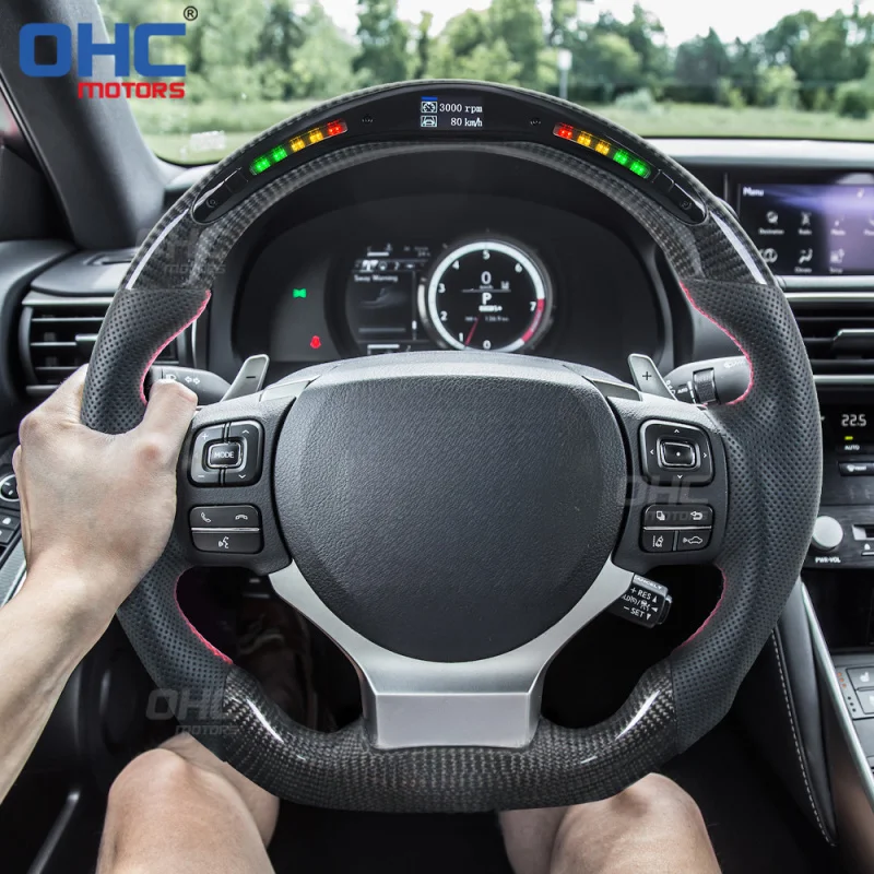 For Lexus IS NX RCF GSF LED 14-20  carbon fiber steering wheel modification with vibration function
