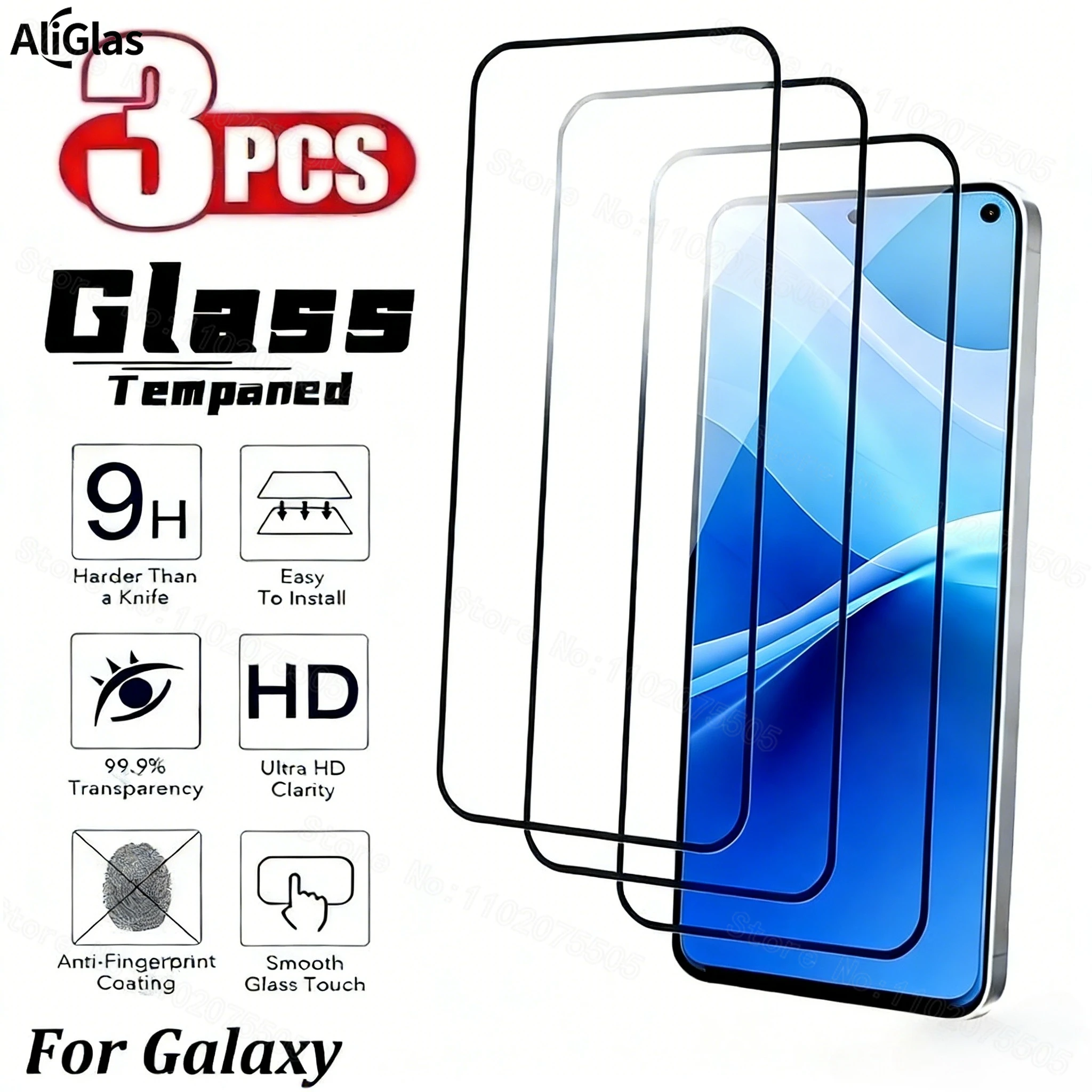

3Pcs Full Cover Screen Protector For Samsung Galaxy A56 A55 A36 A26 A17 A13 Tempered Glass for Samsung A15 A16 A25 A33 A53 A73