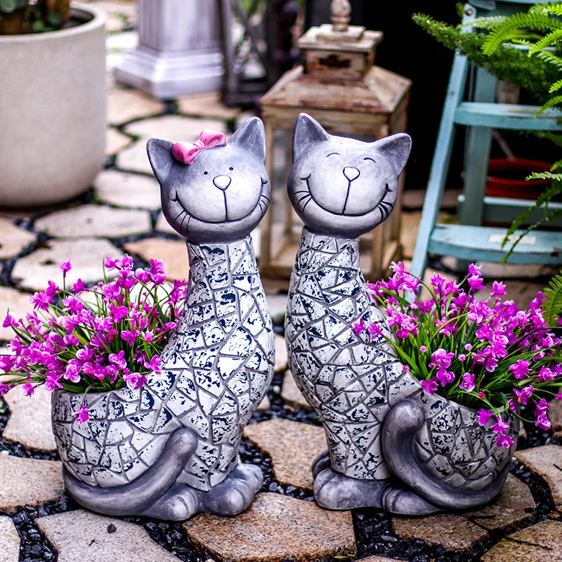 Cat Flower Pot Animal Modeling Landscaping Layout Balcony Outdoor Courtyard Garden Decoration Cute Terrace Decoration