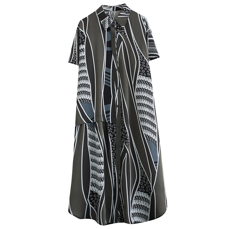 Vestido csa estampado da moda plus size vestido f casual cintura solta primavera verão outono estilo de deslocament...