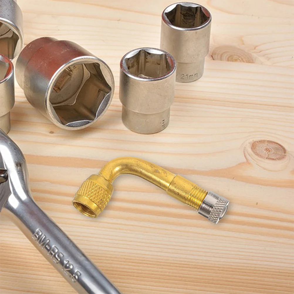 

2Pcs Heavy-Duty Brass Valve Stem Extension 90 Degree Tire Valve Adapter for Motorcycles Cars Trailers Bicycle Stroller