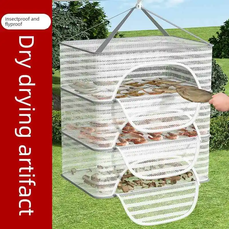 

Трехслойная сушилка для овощей и рыбы для домашнего использования, сетчатая корзина для сушки сладкого картофеля, моркови и других продуктов, защита от насекомых, в японском стиле