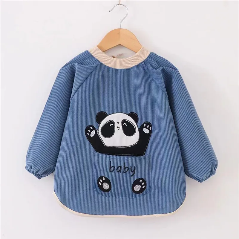 Fashion Cotton Baby Bibs Corduroy Kid Eating Clothing Children\'s Long Sleeves Feeding Smock Bib Baby Apron Bandana Bebes Bibs