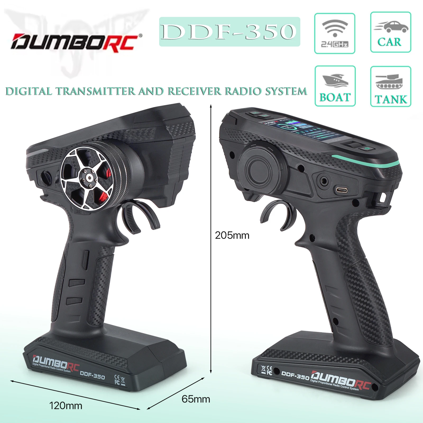 

DUMBORC DDF-350 2,4 ГГц передатчик пульт дистанционного управления пластиковый/металлический маховик HD экран 4/6/10 каналов для радиоуправляемого автомобиля лодки танк самолета части