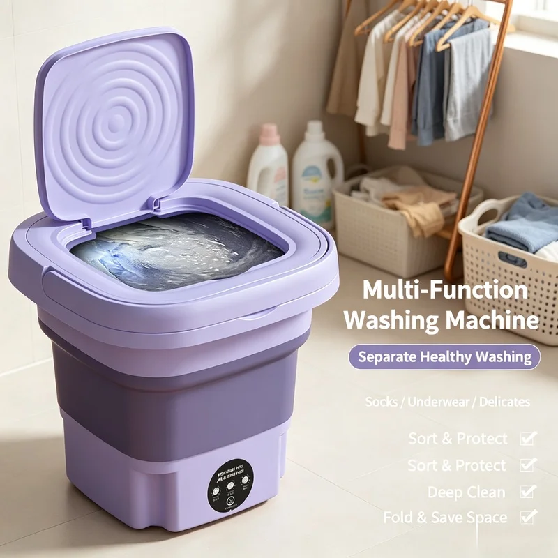 Portable Folding Mini Washing Machine Bucket for Clothes Socks Underwear Cleaning Washer Small Travel Washing Machine