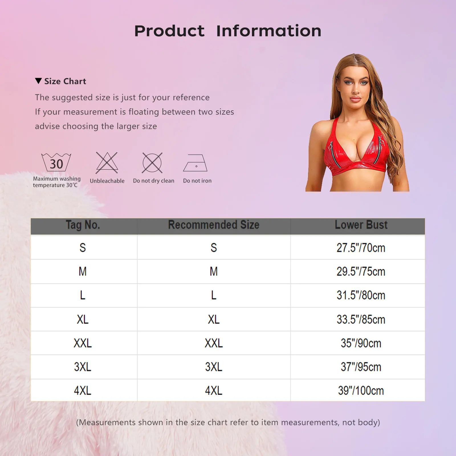 حمالة صدر نسائية من الجلد اللامع ذات مظهر رطب وسحاب لامع من النوع بدون وسادة كوب على شكل حرف O على شكل حرف Y من الخلف ملابس علوية قصيرة للنوادي الليلية للحفلات الهذيان