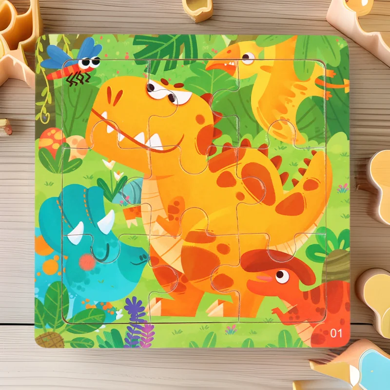 9 Pieces of Children's Wooden Puzzle Logical Thinking Enlightenment Game Baby Puzzle Early Education Fun Hands-on Puzzle Toys