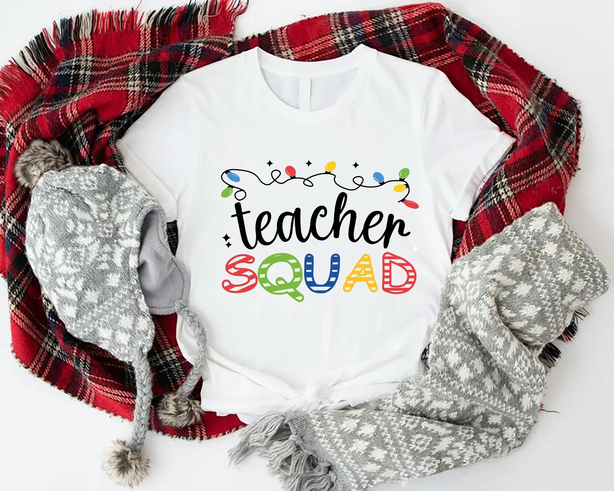 Christmas Teacher Squad T Shirt for Lights School Party Appreciation