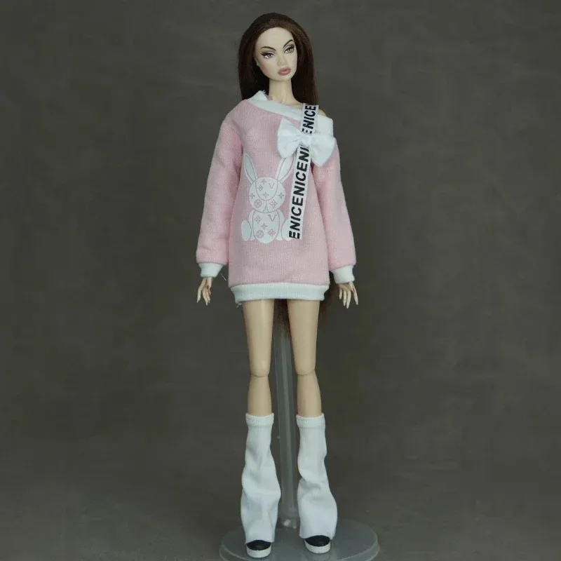 1/6 Puppenkleidung, passend für 30 cm dünnes Bjd-Puppenrock-Set, Kapuzenpullover-Set, Anzieh-Mädchen-Spielzeug, Spielhaus-Puppenzubehör, keine Puppe