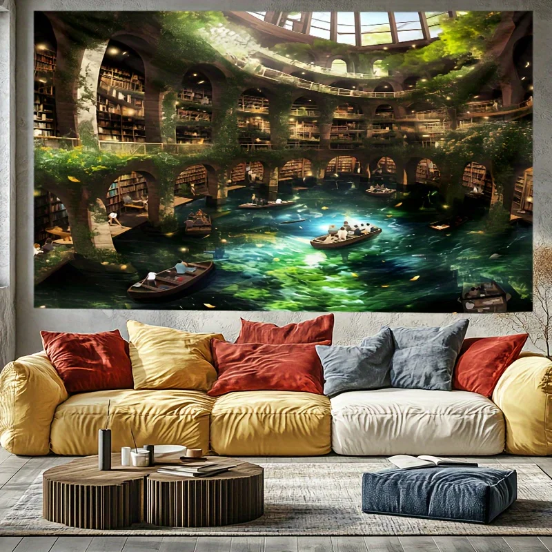 Lakeside Park Scenery Digital printing polyester wall hanging tapestry decorative Living room bedrooms Office background gift