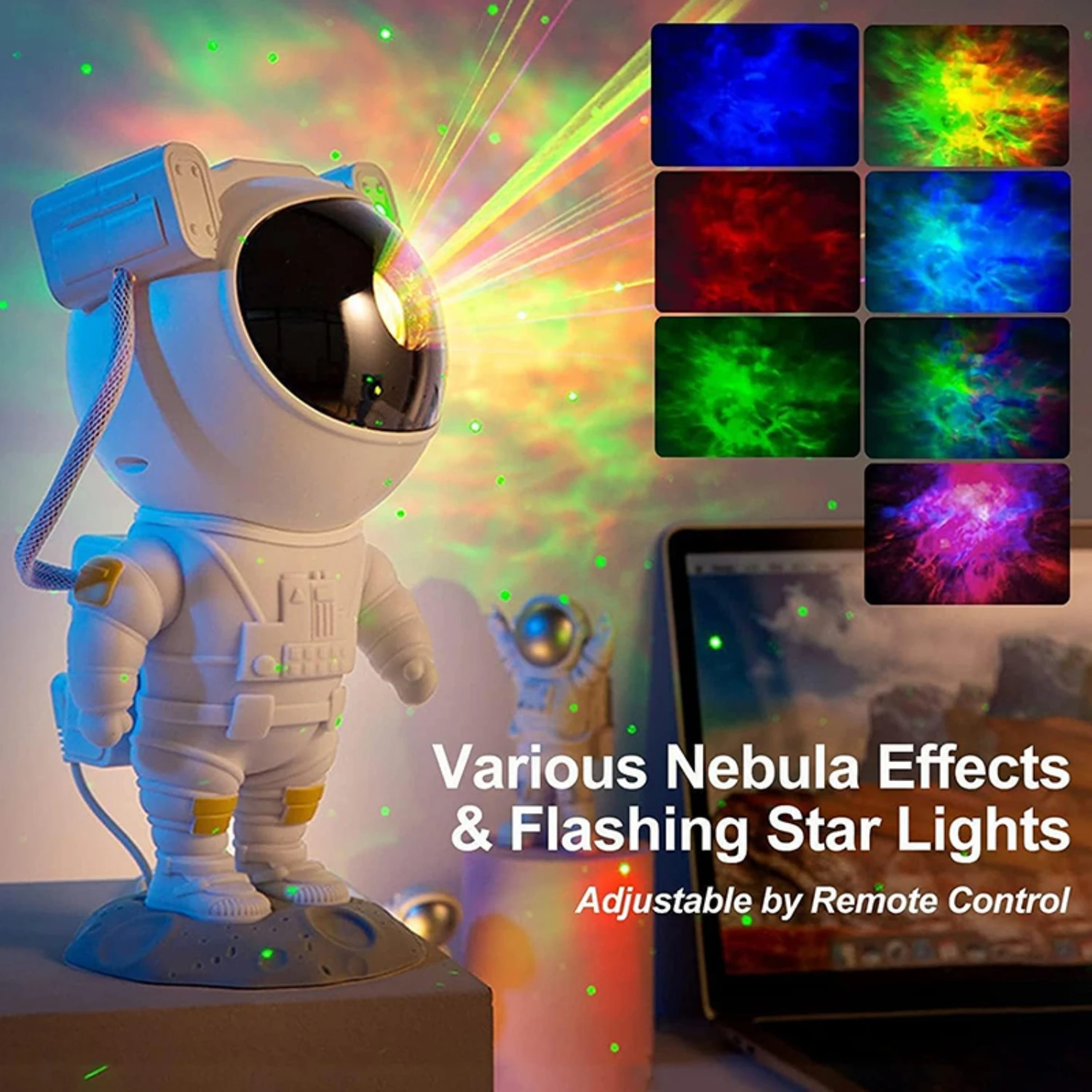 Adjustable Astronaut Nebula Star Projector Night Light w/ Remote Control - Perfect Gift for Kids, Multicolored Starry Sky Projec