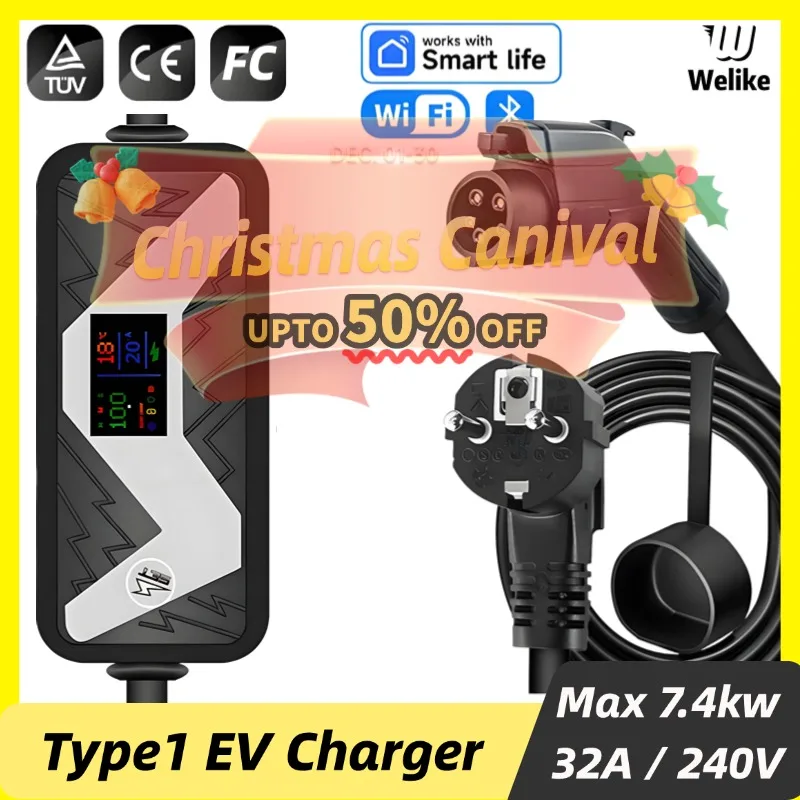 Type2 IEC62196-2 EV Wallbox Charger Type1 SAE J1772 Electric Car Portable  Charger GBT EVSE Charging Box ,EU Plug,Schuko Socket