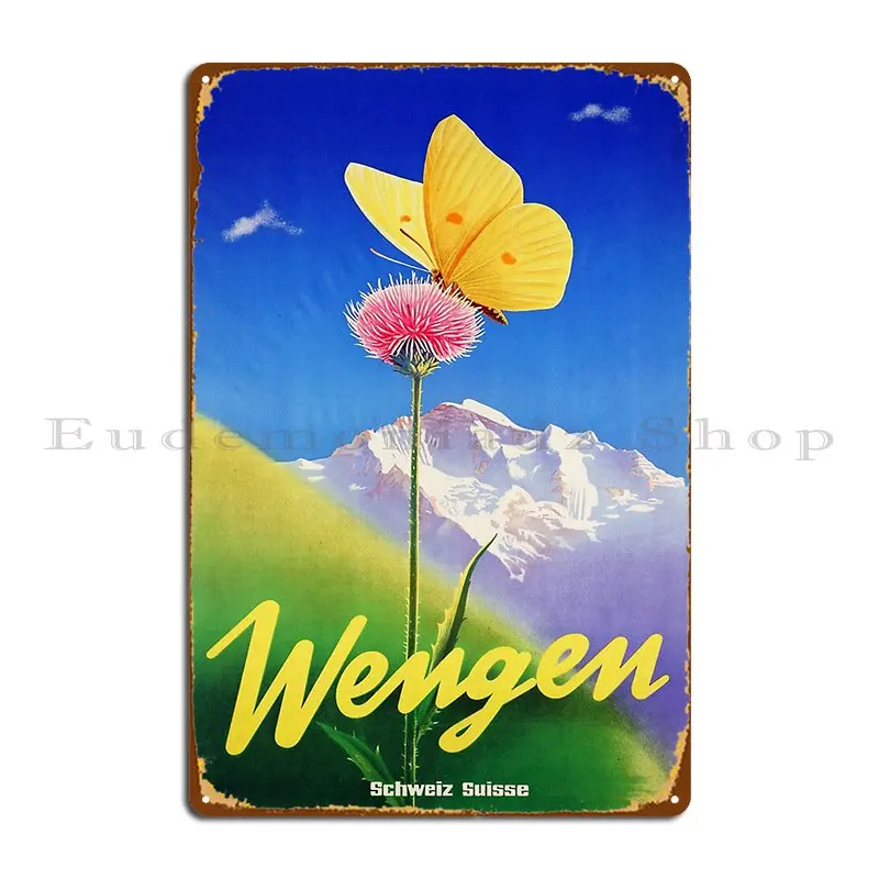 Switzerland 2022 Today Bernese Oberland Wengen Summer Trip Jackalopemaps Metal Sign Poster Garage Custom Vintage Tin Sign Poster