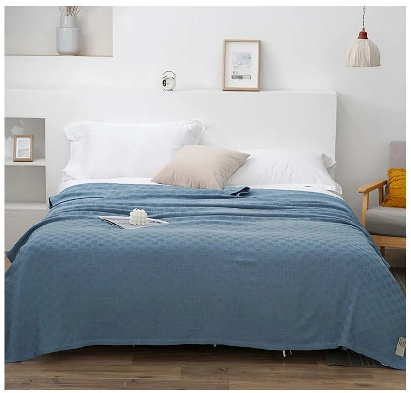 Japanese Plaid Blanket Sofa Nap Shawl Blanket Children Adult Double Cotton Gauze Towel Quilt Blanket Bedding