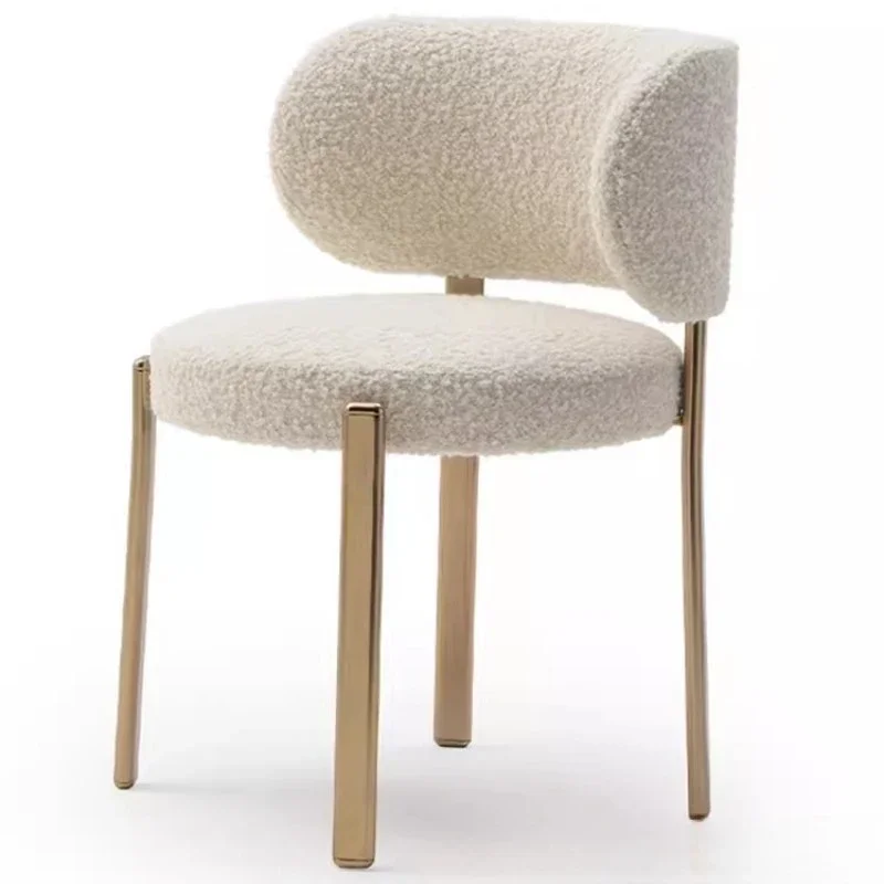 Light luxury restaurant chair minimalist lamb wool makeup chair home backrest leisure hotel sales department table and chair