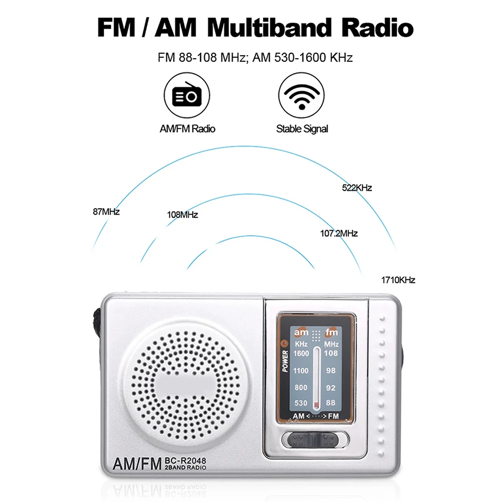 Two-band Stereo AM FM Radio Mini Portable Pocket Radio Receiver For Elderly People Walking Home Outdoor Radio