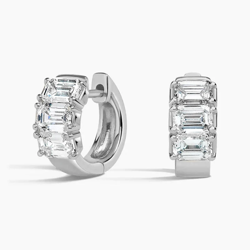Lnngy 0,8 ct Smaragdschliff-Moissanit-Creolen für Damen, 14 Karat Gold gefüllt, runder Kreis-Ohrring, 2026 Trend-Schmuck, Geschenk – Detail 2