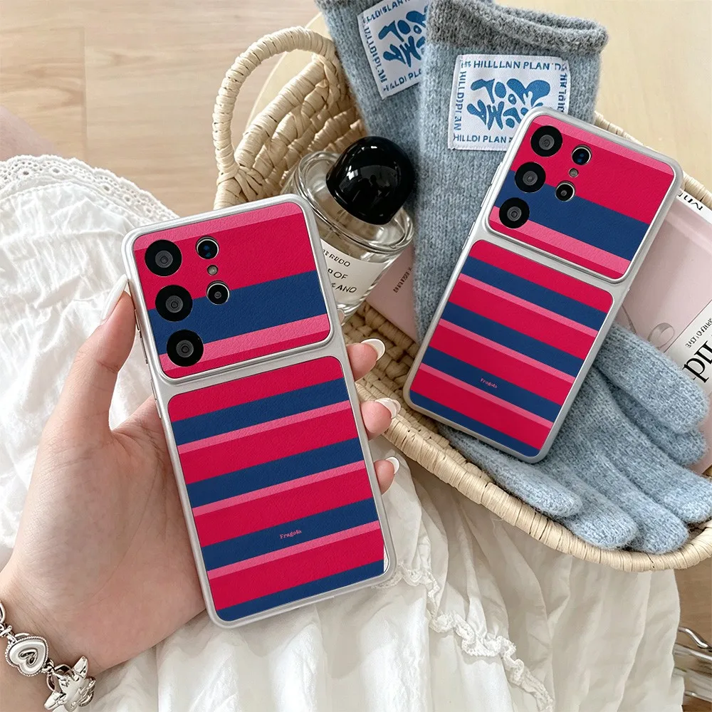 Fragola Crimson Stripes Phone Case For Samsung Galaxy S26 S25 S24 S23 S22 S21 S20 FE Plus Ultra 5G Skin texture
