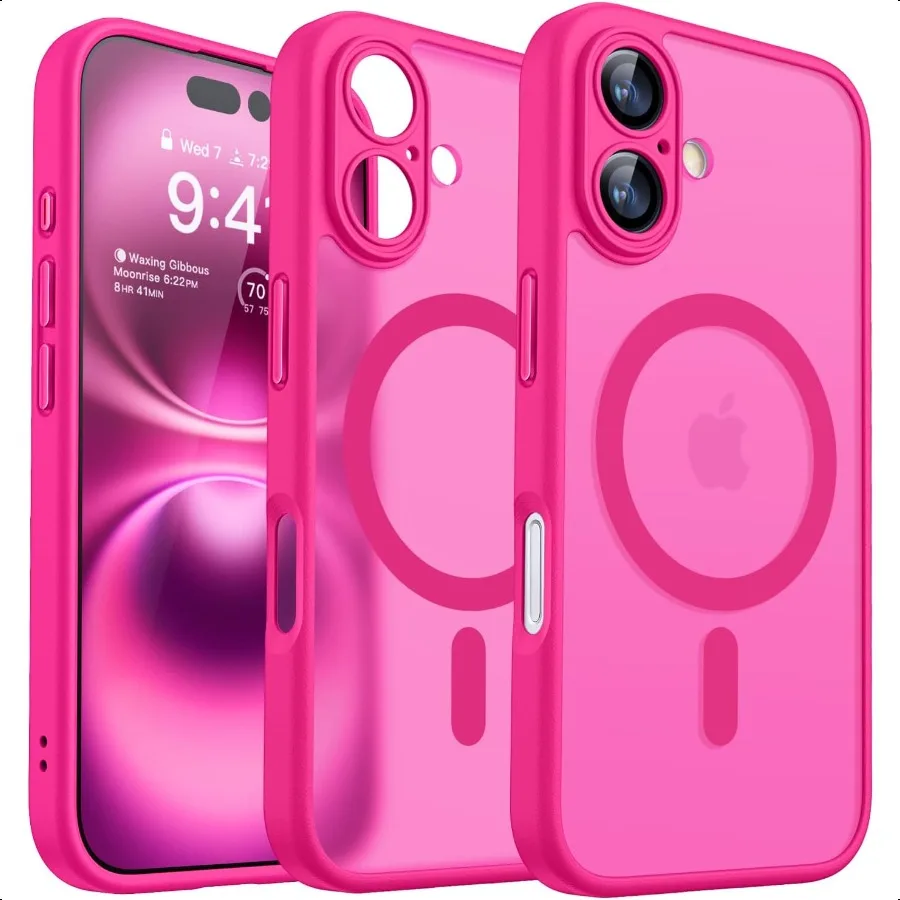 

CANSHN Magnetic for iPhone 16 Case Upgraded [Full Camera Protection] [Compatible with Magsafe] [Translucent Matte] Shockproof P