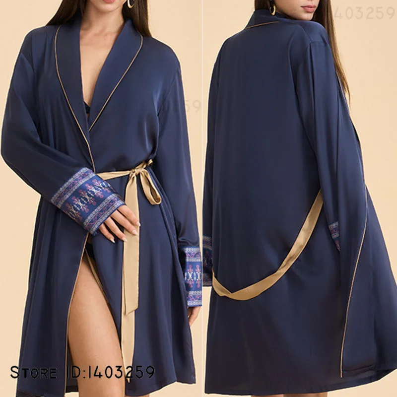 

Spring Summer New Female Robe Home Dress Fashion Sexy Kimono Bathrobe Gown Negligee Rayon Women's Sleepwear Lingerie Lounge Wear