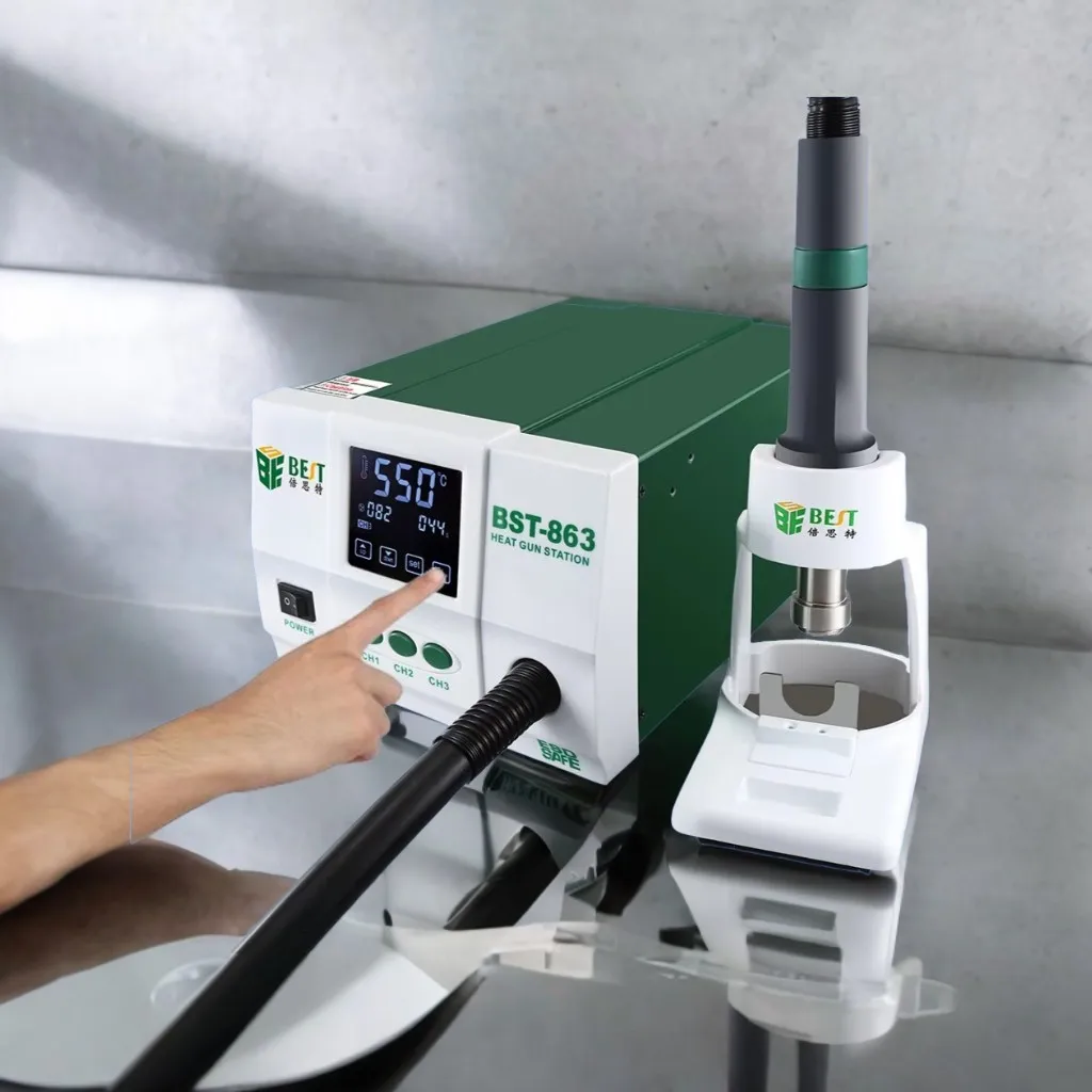 For BST-863 Hot Air Gun Desoldering Station Digital Display LCD Touch Thermostat Anti-static Hot Air Gun