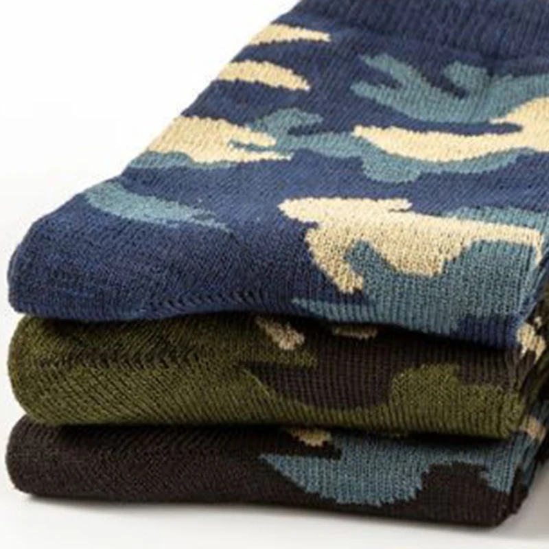 Urgot-Calcetines de camuflaje de tubo medio para hombre, medias gruesas de talla grande, de algodón, 5 pares, para Otoño e Invierno