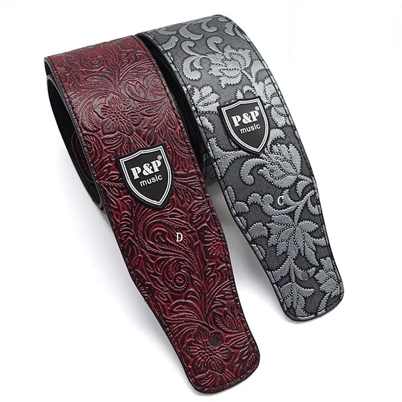 PvsP High Quality Leather Guitar Strap for Acoustic Electric Folk Guita Solid and Durable Acoustic Guitar Strap