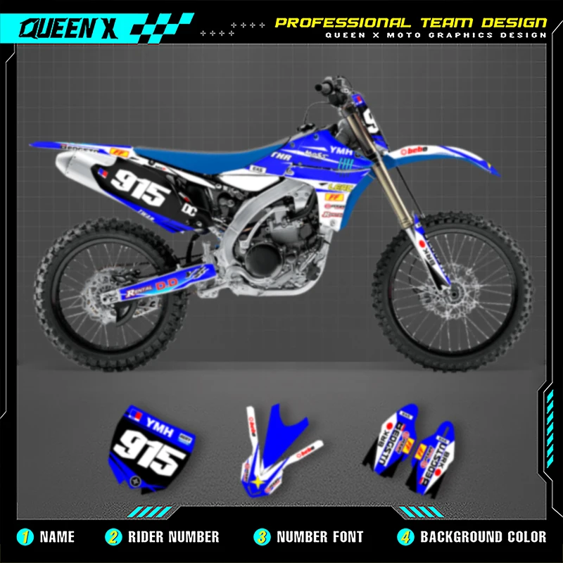 

QUEEN X MOTO Motorcycle Graphics Decals For YAMAHA YZF450 2010 2011 2012 2013 YZ450F Motorcycle Decal Stickers 001