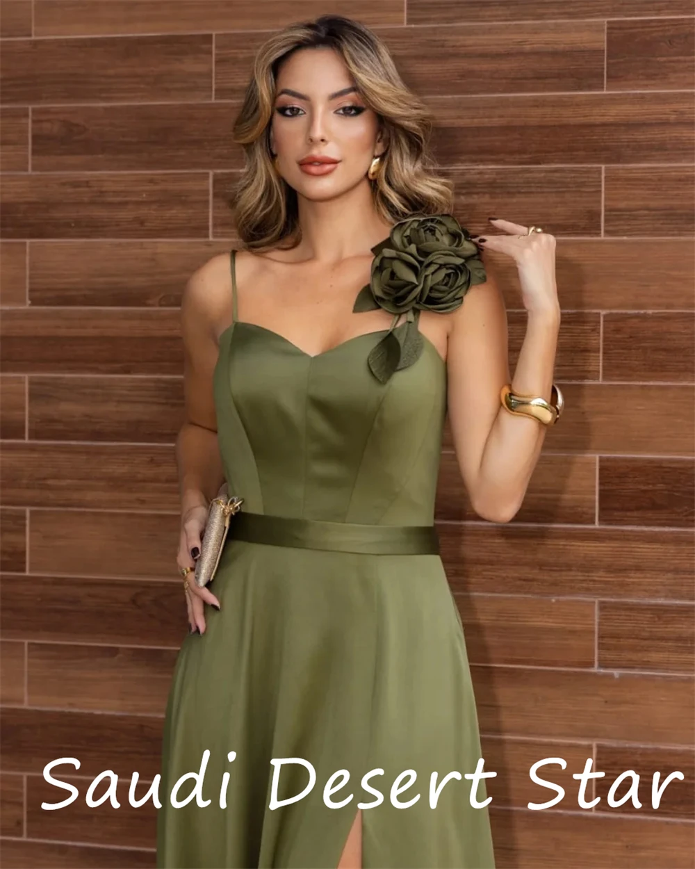 

Customized Customized Graceful Sweetheart Spaghetti Straps Evening Dress Delicate A-Line Side Slit Party Dress Sexy Lace Up Bac