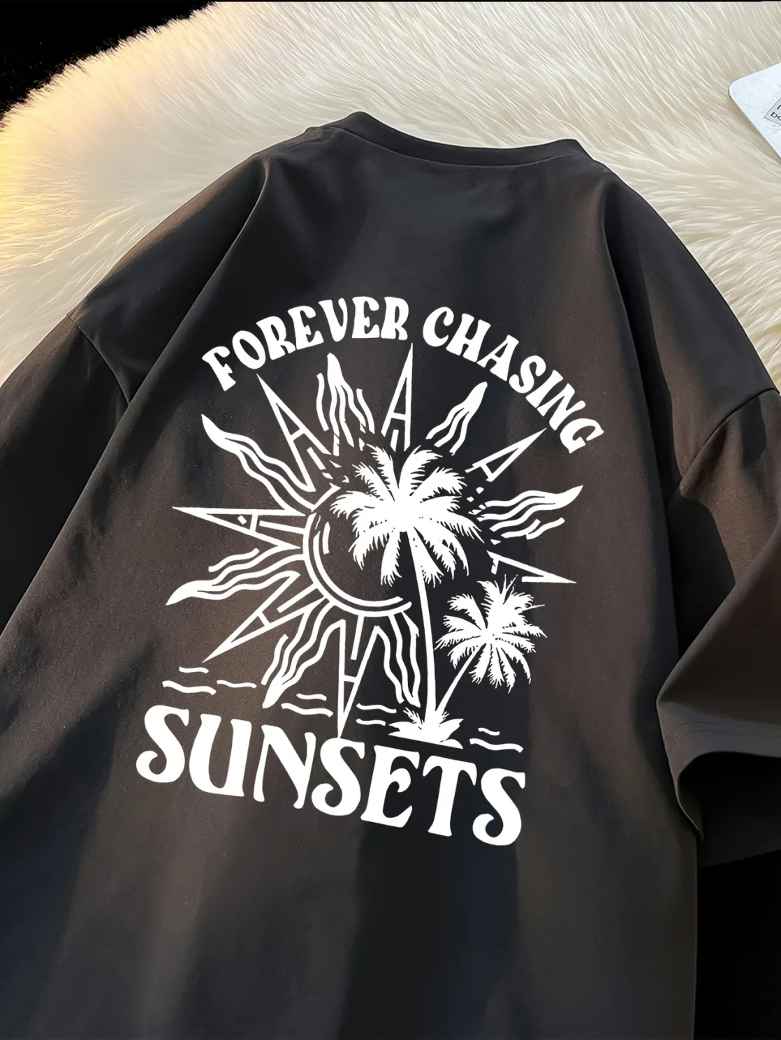 

Men's Short Sleeve T-Shirt Forever Chasing Sunsets Beach Round Neck Casual Wear Everyday Fashion Beach Shirt