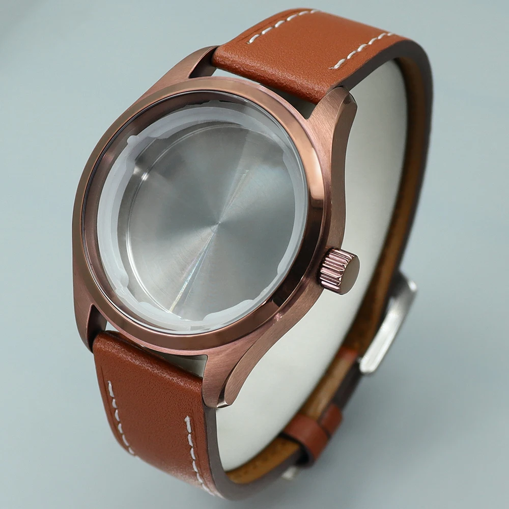 40mm Waterproof Watch Cases leather/Rubber strap for NH35 NH36 4R36 ETA2824 Movement 34.2mmDial Modified pilot Watch Accessories