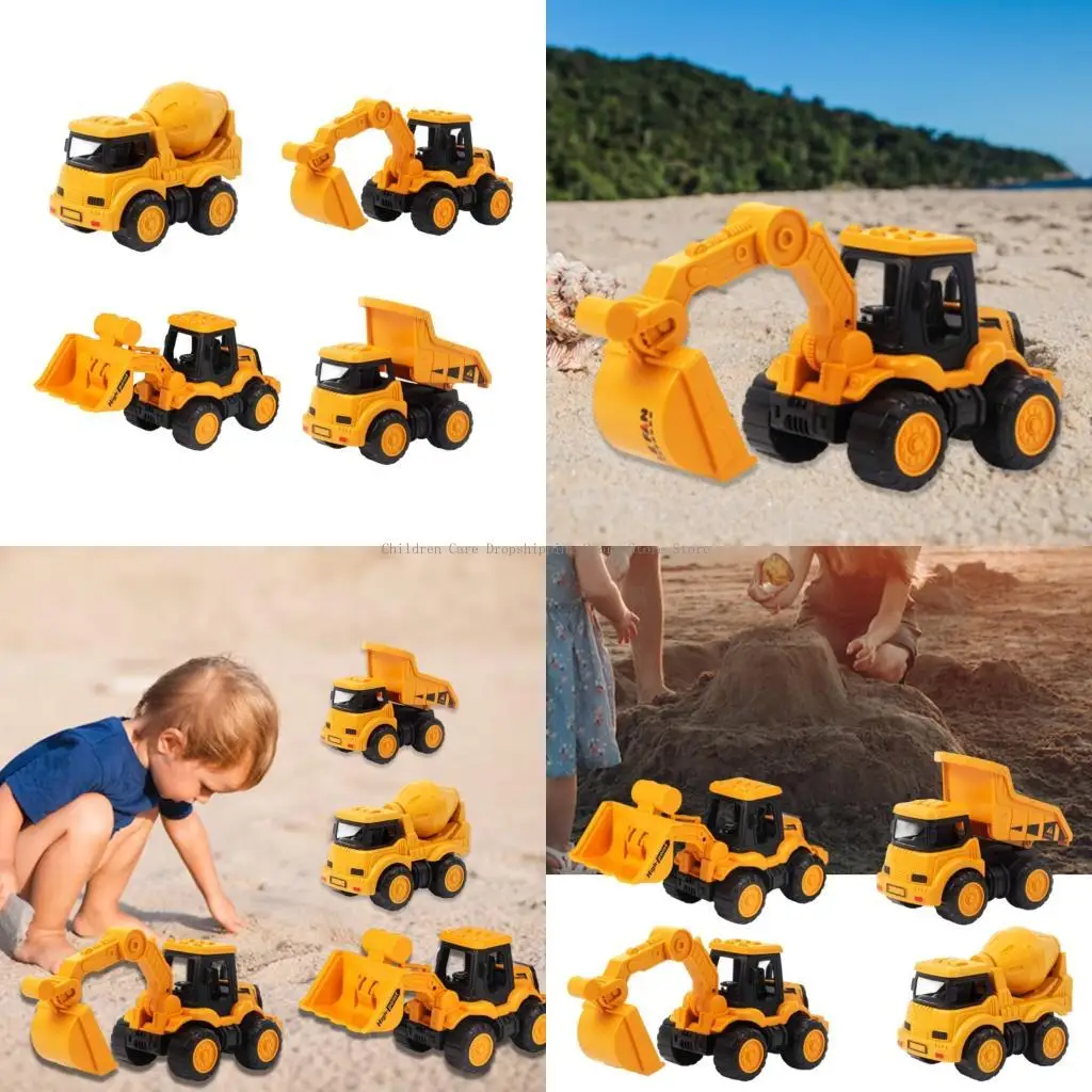4 piezas camión construcción Juego juguete juguete Modelo vehículo Modelo vástago para niños